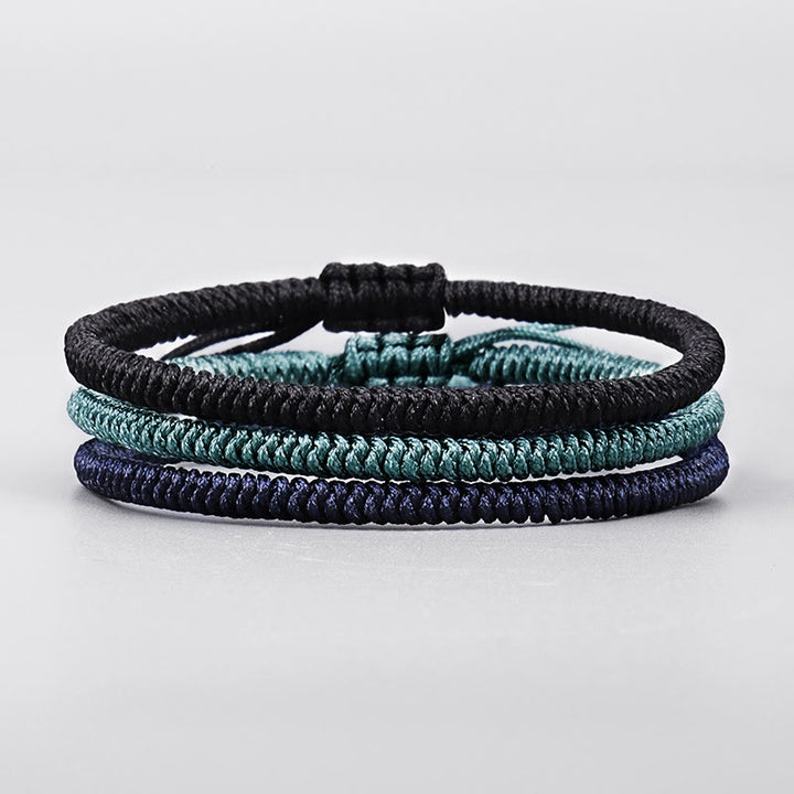 Buddha Stones Tibetano 3 Pezzi King Kong Knot Amuleto Fatto a Mano Braccialetto di Forza