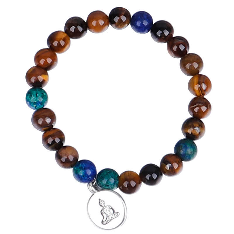 Buddha Stones 108 Mala Beads Occhio di tigre Buddha Forza Braccialetto Nappa Collana Pendente