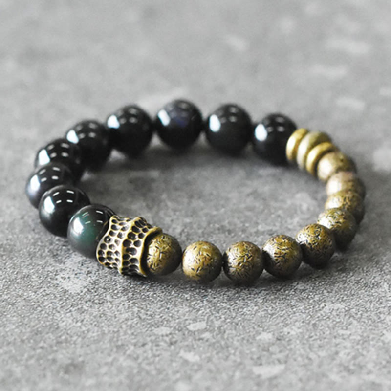 Bracciale Buddha Stones Rainbow Obsidian Copper Bead Positive Transformation