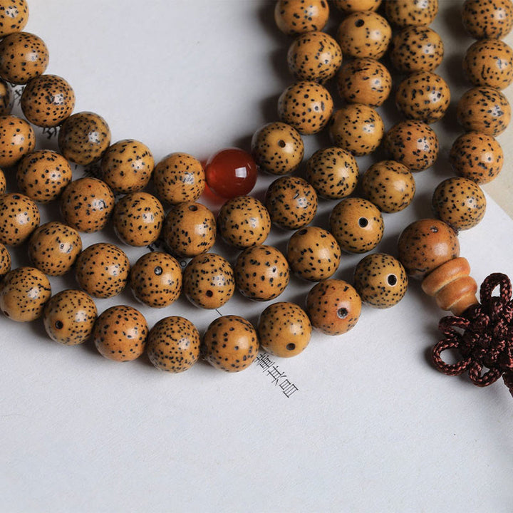 Buddha Stones 108 Mala Beads Bodhi Seed Braccialetto di Agata Rossa Auspiciousness