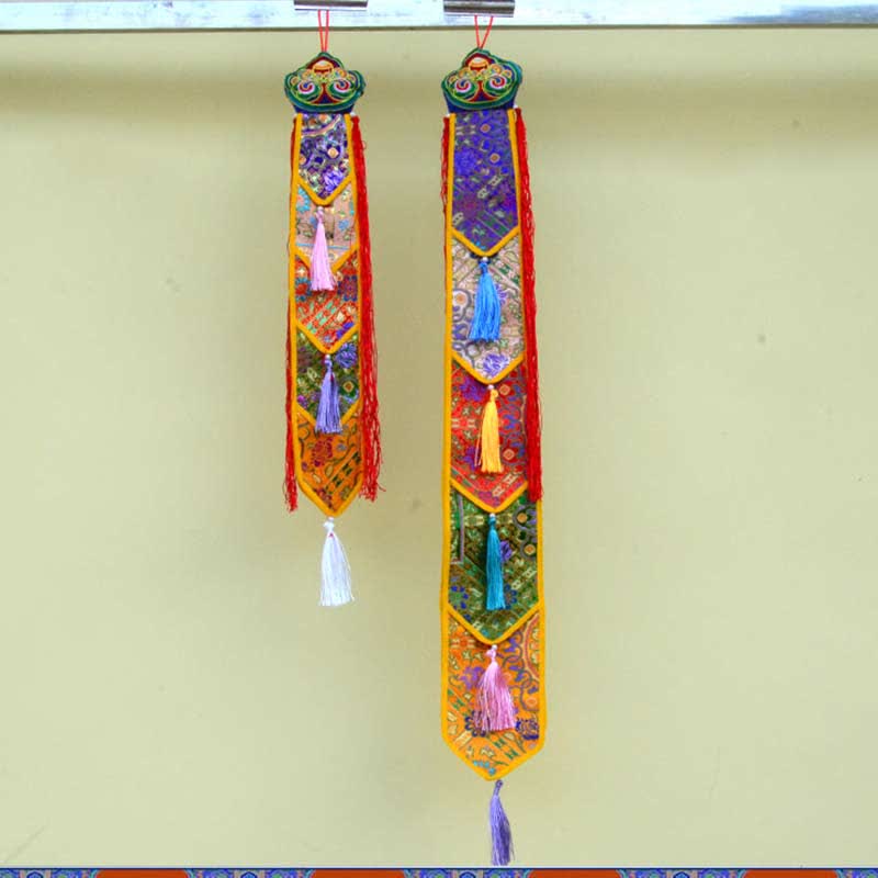 Fiore di loto Otto simboli di buon auspicio Meditazione Illuminazione Nappe colorate Arte murale