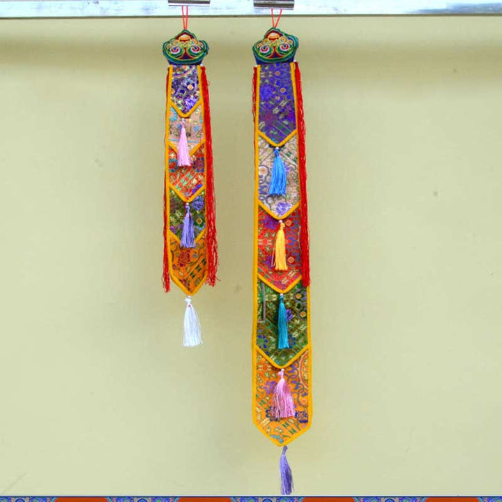 Fiore di loto Otto simboli di buon auspicio Meditazione Illuminazione Nappe colorate Arte murale