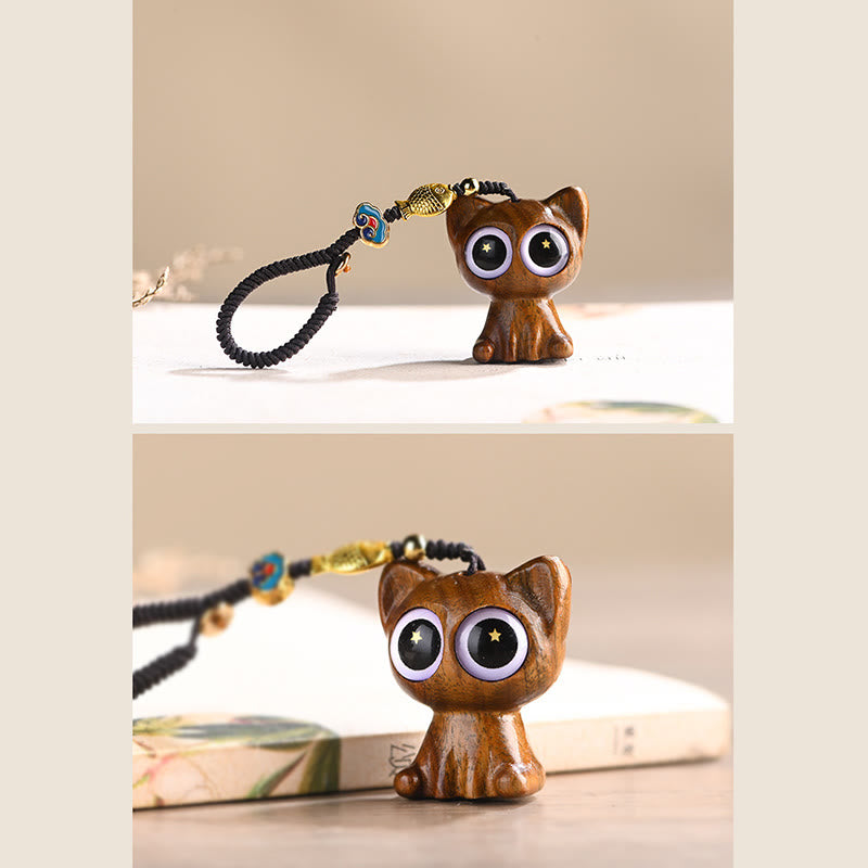 Buddha Stones Sandalo verde Gatto fortunato Pesce Koi Cura Portachiavi Telefono Appeso Decorazione - image 17