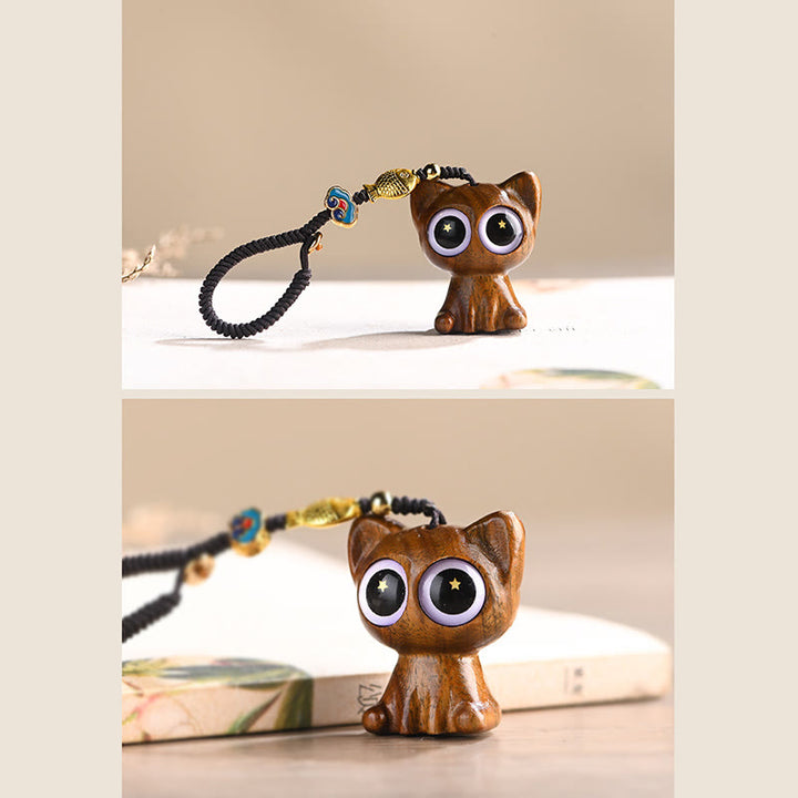 Buddha Stones Sandalo verde Gatto fortunato Pesce Koi Cura Portachiavi Telefono Appeso Decorazione - image 17