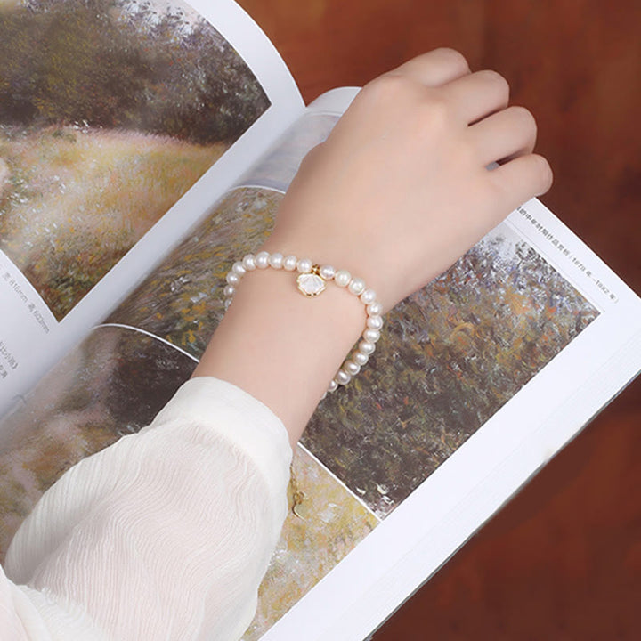 Bracciale con ciondolo in perle di cristallo naturale placcato oro 14K Buddha Stones