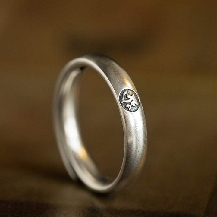Anello di coppia di benedizione del Buddha Buddha Stones in argento sterling 925, zodiaco cinese, natale