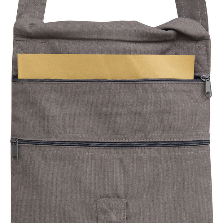 Borsa a tracolla in cotone con ricamo Lotus Spiritual Mind Practice