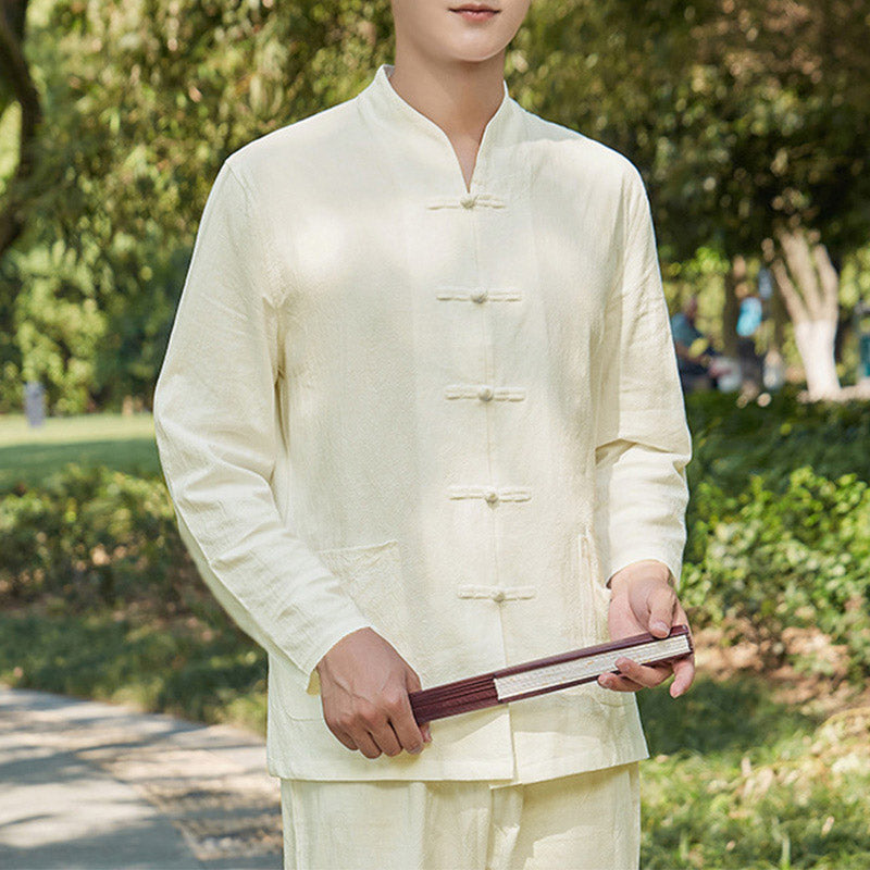 Buddha Stones Spirituale Zen Pratica Yoga Meditazione Preghiera Abbigliamento Cotone Lino Set Uomo