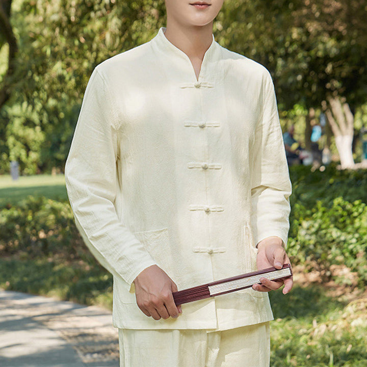 Buddha Stones Spirituale Zen Pratica Yoga Meditazione Preghiera Abbigliamento Cotone Lino Set Uomo