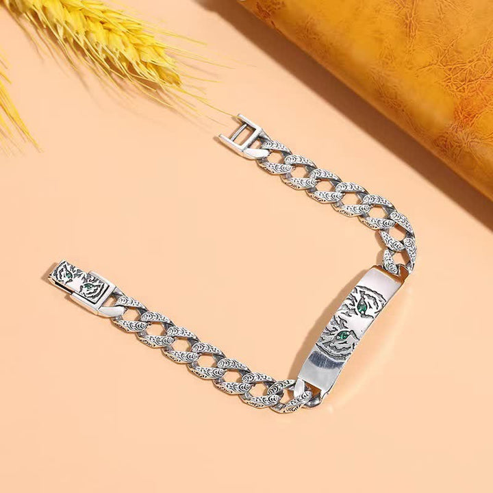 Bracciale a catena con polsino portafortuna in rame Tiger