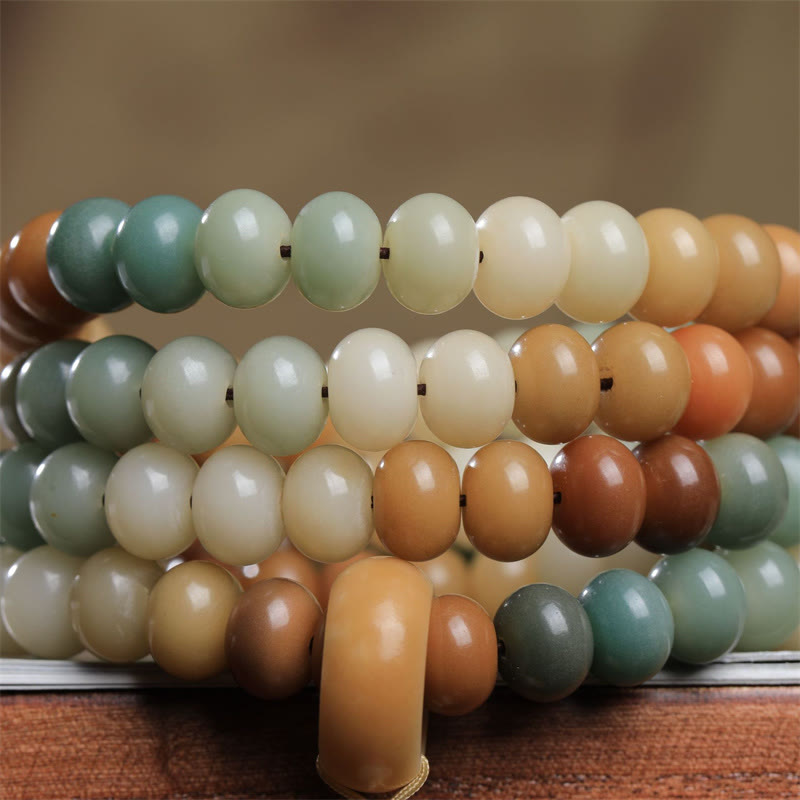 Buddha Stones 108 Mala Beads Gradient Bodhi Seed Buddha Braccialetto della Pace Inciso a Mano - image 3