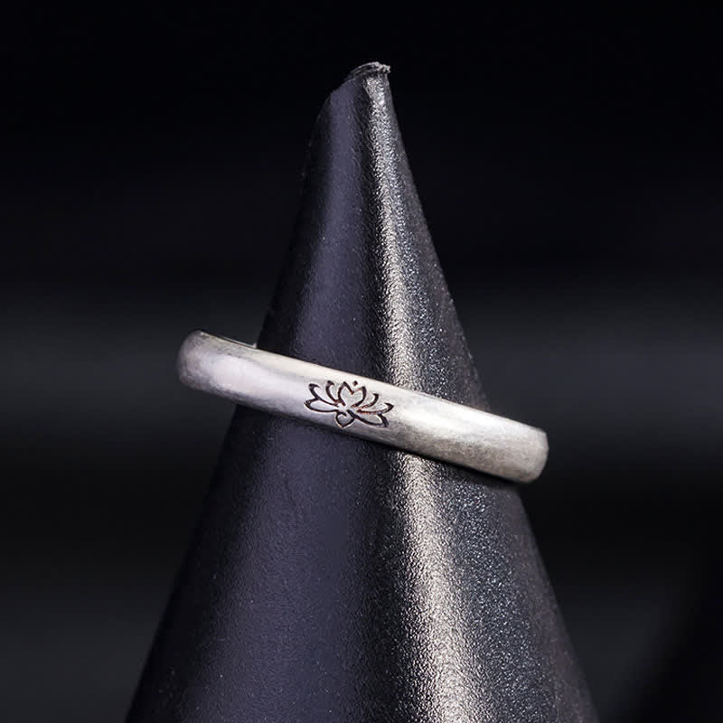 Anello Buddha Stones 925 Sterling Silver Lotus Flower Enlightenment