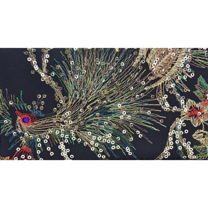 Portafoglio porta contanti con ricamo bifacciale Buddha Stones Peacock Shopping Purse