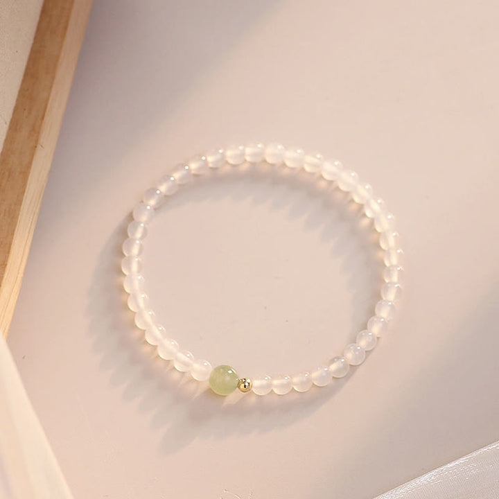 Braccialetto di protezione della fortuna in giada agata bianca naturale Buddha Stones