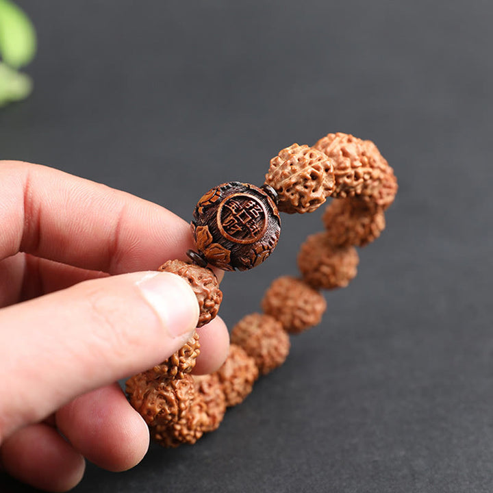 Buddha Stones Tibet Rudraksha Bodhi Seed PiXiu Moneta di rame Braccialetto della fortuna