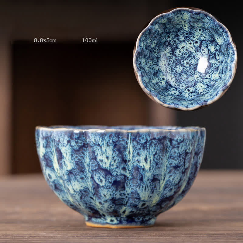 Buddha Stones Peach Blossom Pattern Tazza da tè in ceramica Tazze da tè a forma di fiore