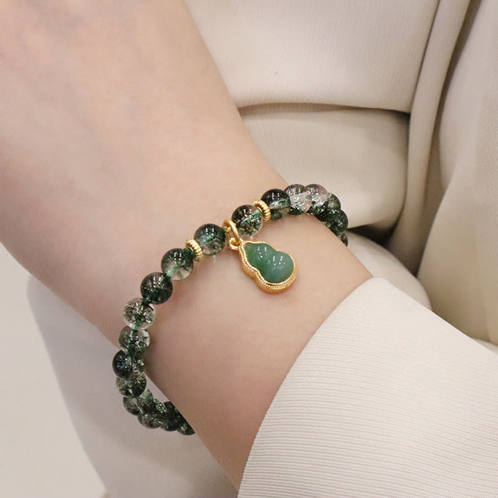 Braccialetto con ciondolo Buddha Stones naturale verde fantasma della fiducia in zucca