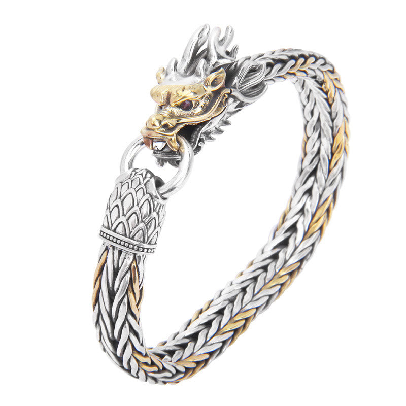 Braccialetto in metallo intrecciato con design a forma di drago Buddha Stones in argento sterling 925 Anno del drago di buon auspicio - image 6
