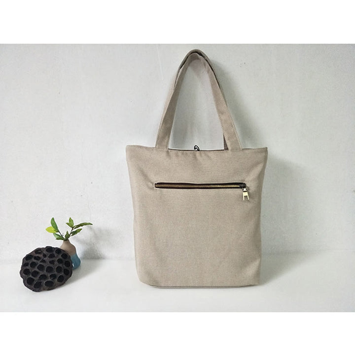 Borsa a tracolla grande capacità in tela con ricamo in bambù, prugna, fiore di pera, pesco