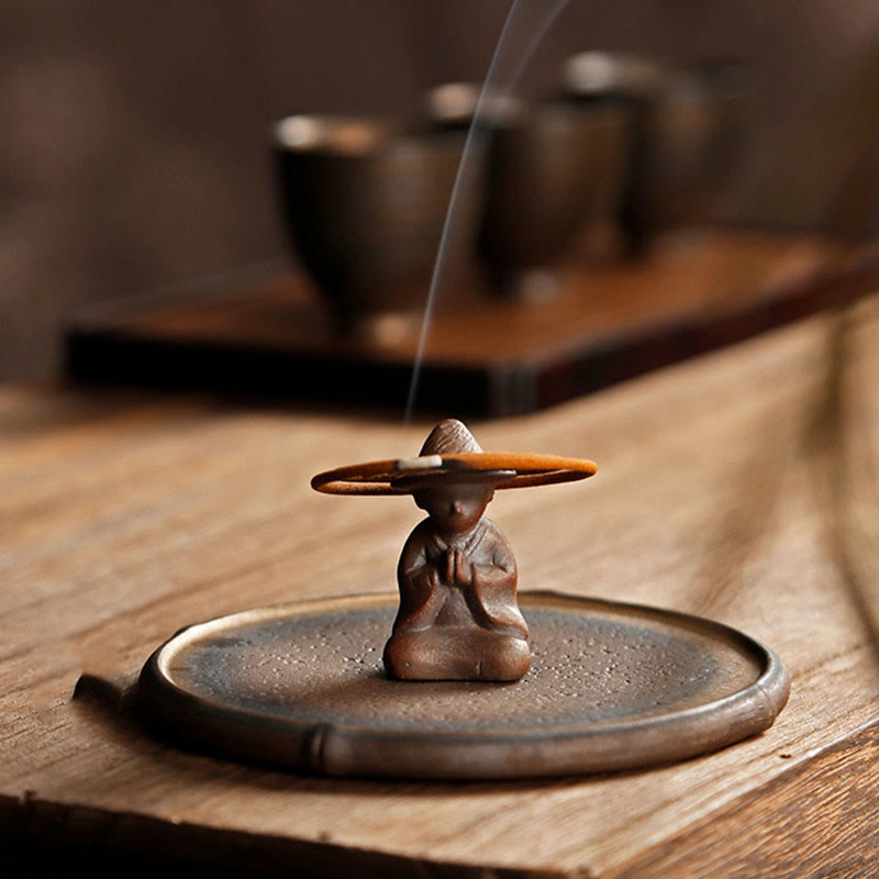 Bruciatore di incenso in ceramica per meditazione e guarigione spirituale di piccole dimensioni