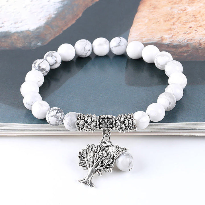 Braccialetto elastico portafortuna con albero della vita in pietra preziosa naturale Buddha Stones