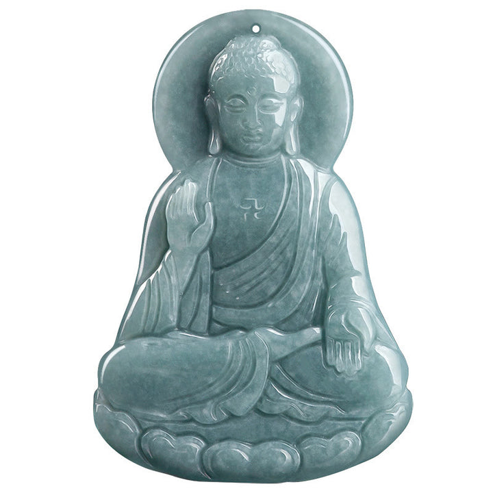 Buddha Stones Buddha Amitabha Giada naturale Loto Amuleto Compassione Corda Collana Pendente - image 10