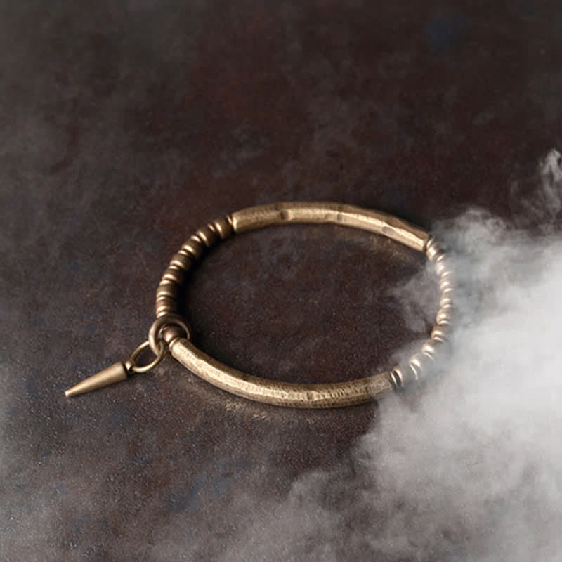 Bracciale rigido con polsino in pietra lavica e rame Balance