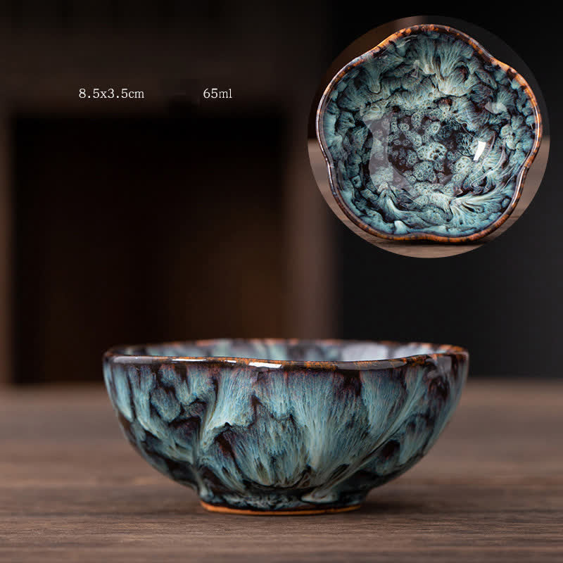 Buddha Stones Peach Blossom Pattern Tazza da tè in ceramica Tazze da tè a forma di fiore