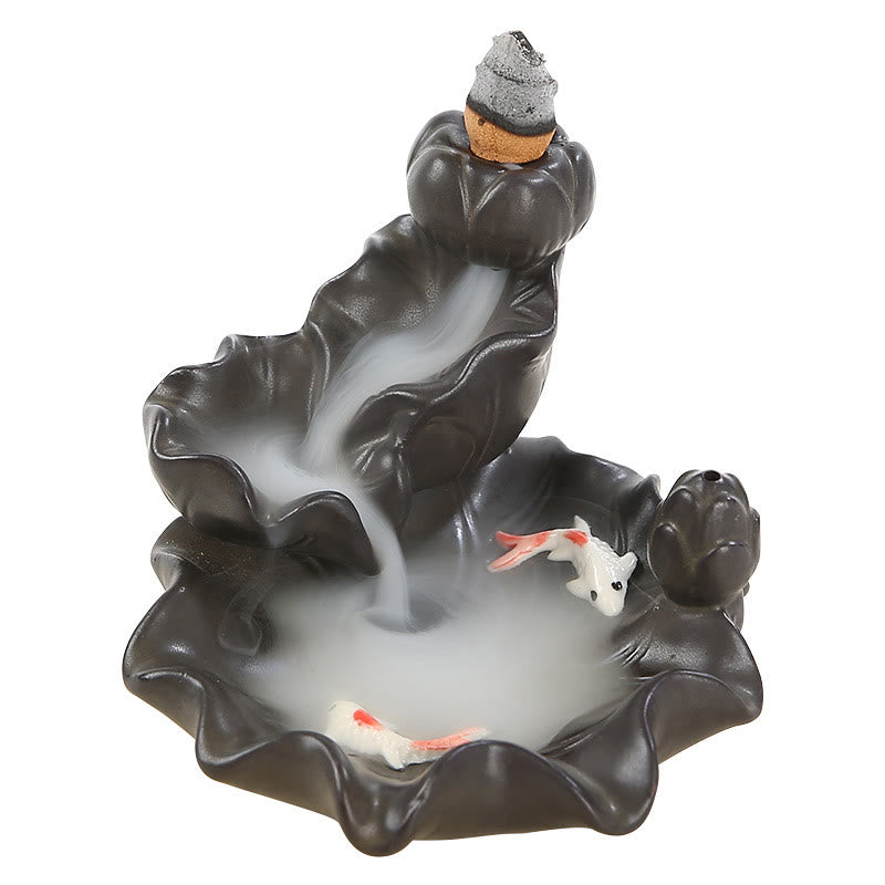 Decorazione per bruciatore di incenso portafortuna con pesce koi Buddha Stones