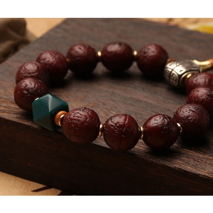Buddha Stones Tibetano Bodhi Seme Agata Perlina Fortuna Ricchezza Nappa Ciondolo Polso Mala