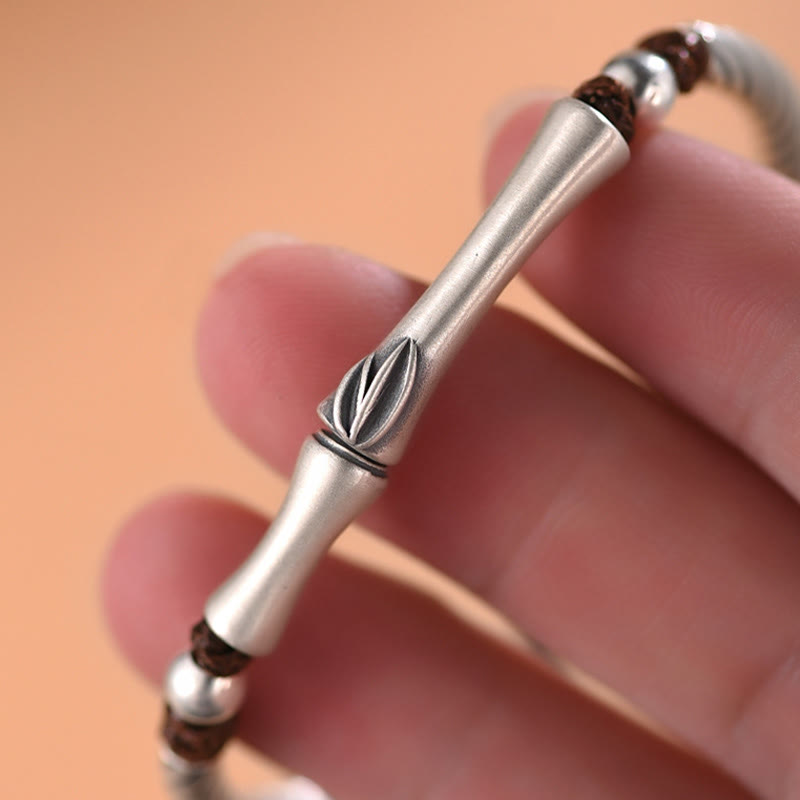 Bracciale Buddha Stones 999 Sterling Silver Bamboo Pattern Cicada Luck Wealth - image 9