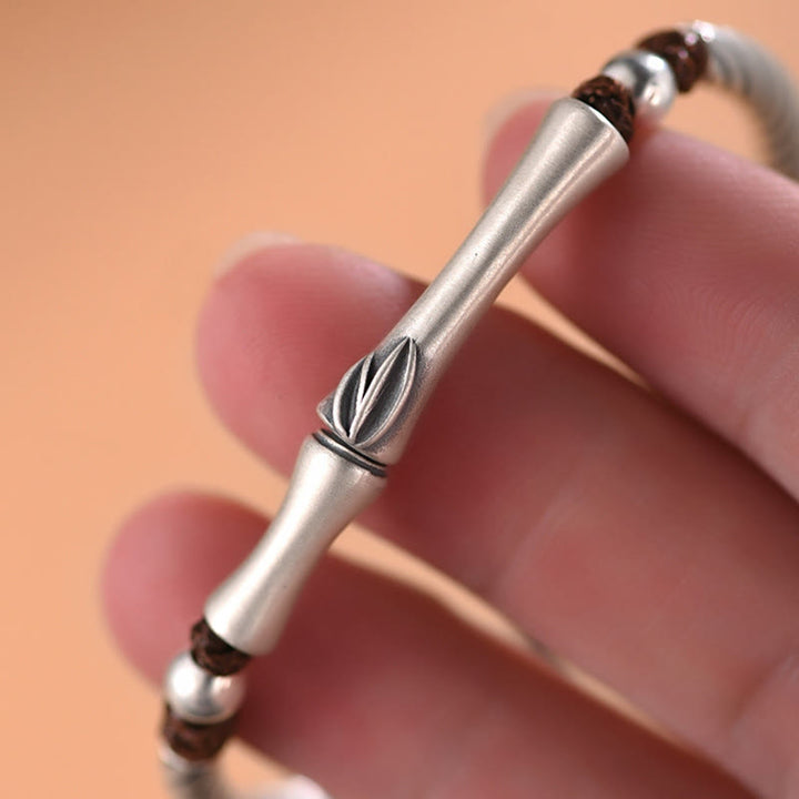 Bracciale Buddha Stones 999 Sterling Silver Bamboo Pattern Cicada Luck Wealth - image 9