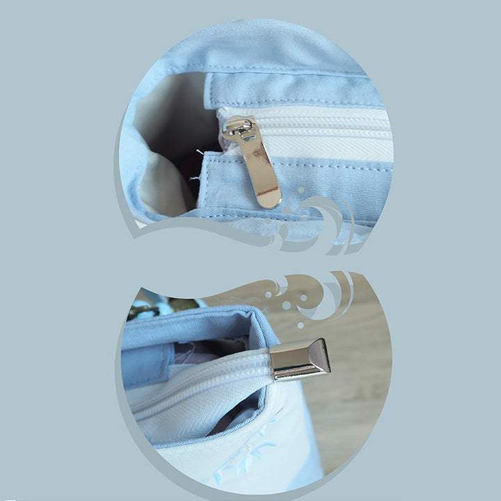 Borsa a tracolla grande capacità in tela con ricamo in bambù, prugna, fiore di pera, pesco