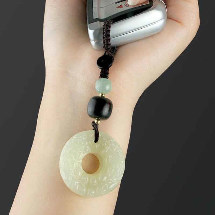 Buddha Stones PiXiu Jade Peace Buckle Abbondanza Ricchezza Portachiavi