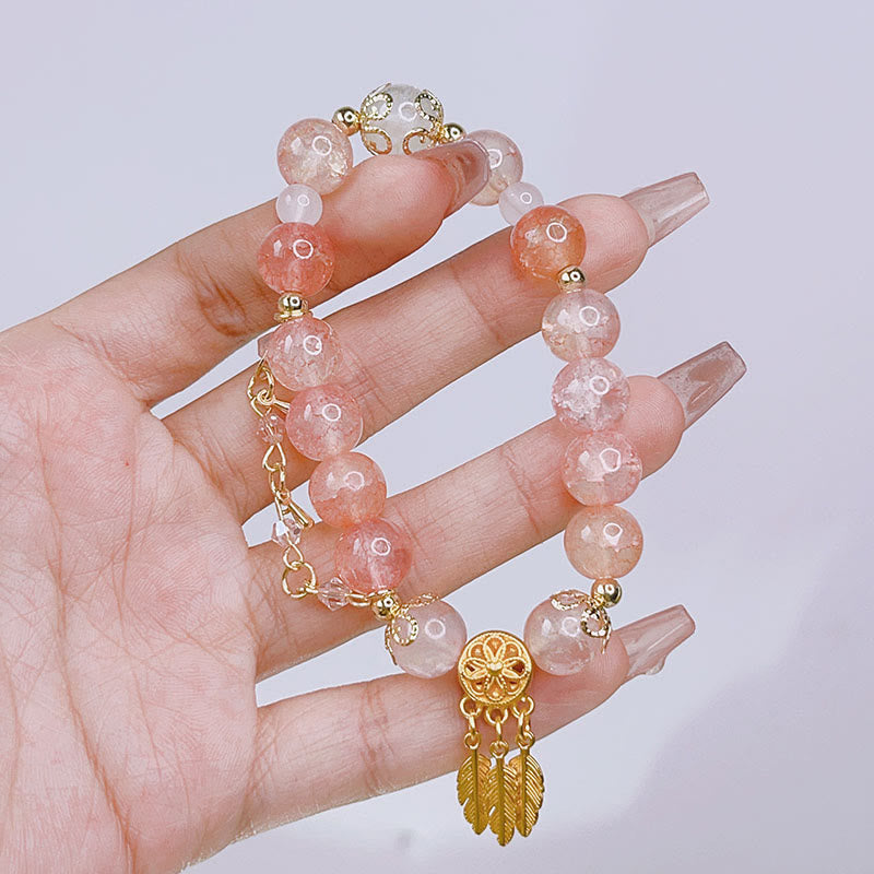 Braccialetto con ciondolo di protezione acchiappasogni in perline di vetro Buddha Stones