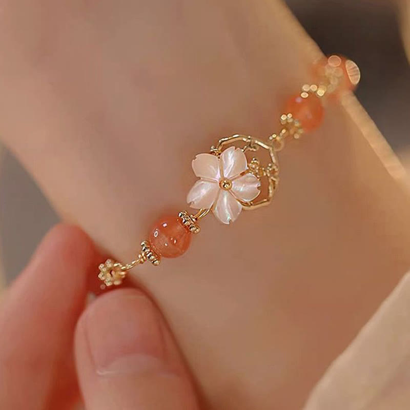 Braccialetto Buddha Stones Red Agate Tridacna Stone Flower Confidence