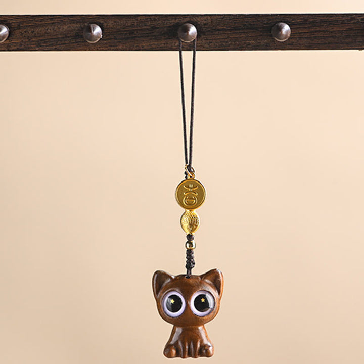 Buddha Stones Sandalo verde Gatto fortunato Pesce Koi Cura Portachiavi Telefono Appeso Decorazione - image 7