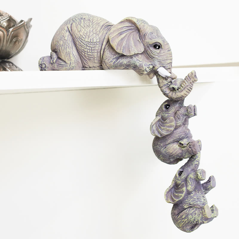Buddha Stones 3 pezzi Feng Shui Elefante Sitter Figurine Ricchezza Figurina Decorazione della casa
