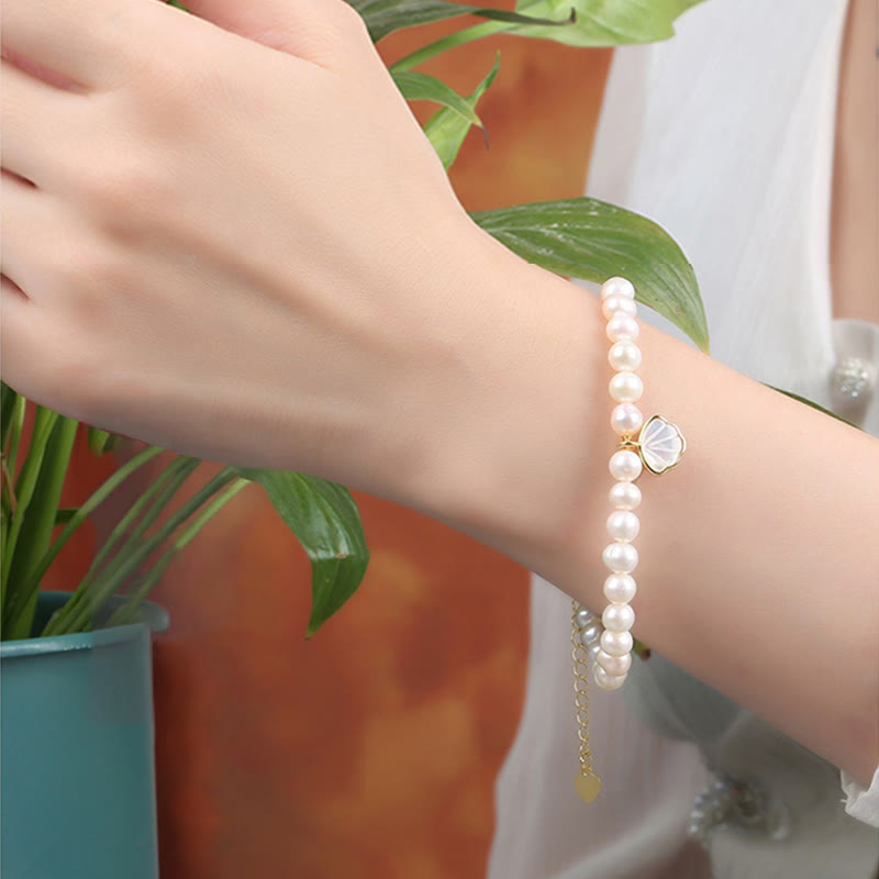 Bracciale con ciondolo in perle di cristallo naturale placcato oro 14K Buddha Stones