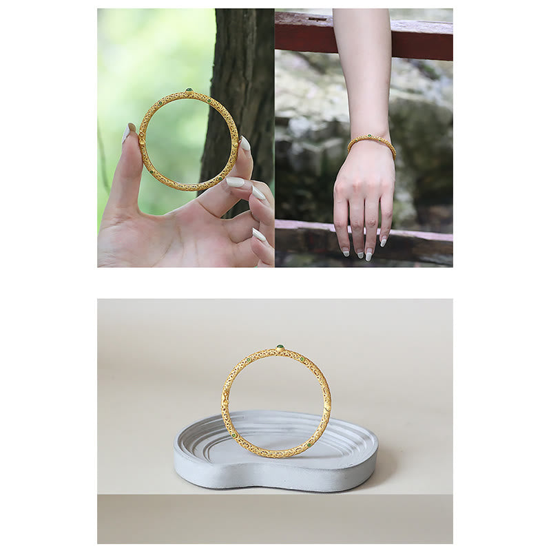 Buddha Stones Braccialetto di Giada Ciano Rame Nuvole di Buon Auspicio Calma Guarigione