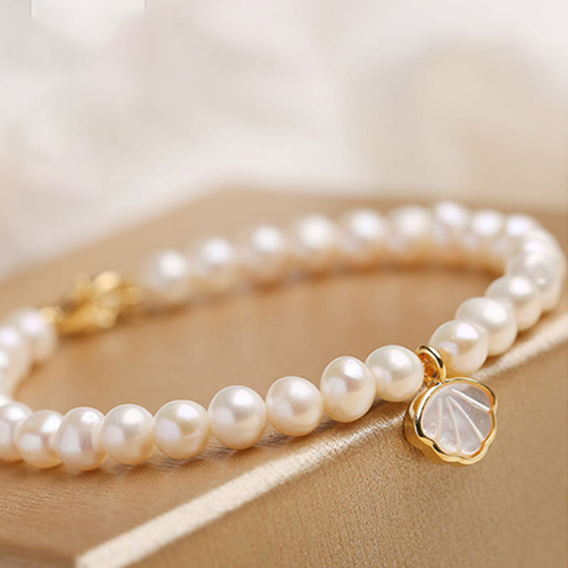 Bracciale con ciondolo in perle di cristallo naturale placcato oro 14K Buddha Stones