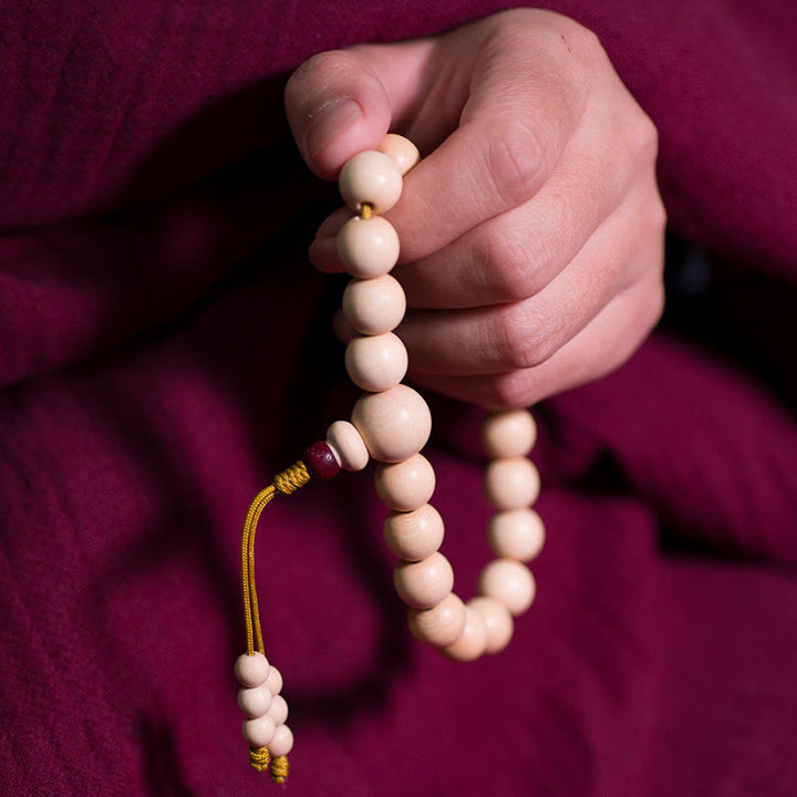 Buddha Stones Naturale Abelia Biflora Legno Benedizione Polso Mala