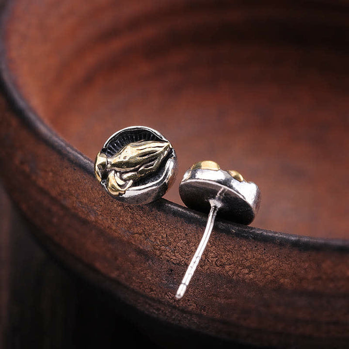 Orecchini a bottone Buddha Stones in argento sterling 925 Namaste Equality