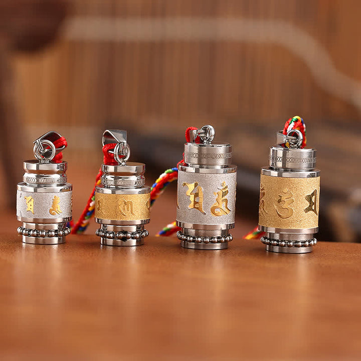 Buddha Stones Tibet Om Mani Padme Hum Shurangama Mantra Titanio Acciaio Saggezza Amuleto Collana Pendente - image 2