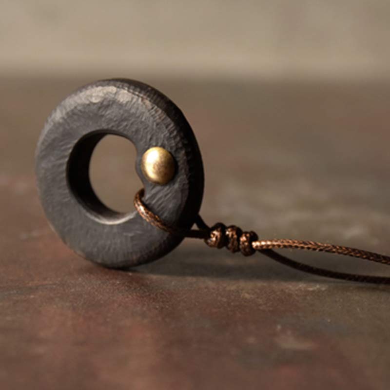 Collana con ciondolo in legno di ebano, cerchio zen, Buddha Stones , pace e calma - image 12