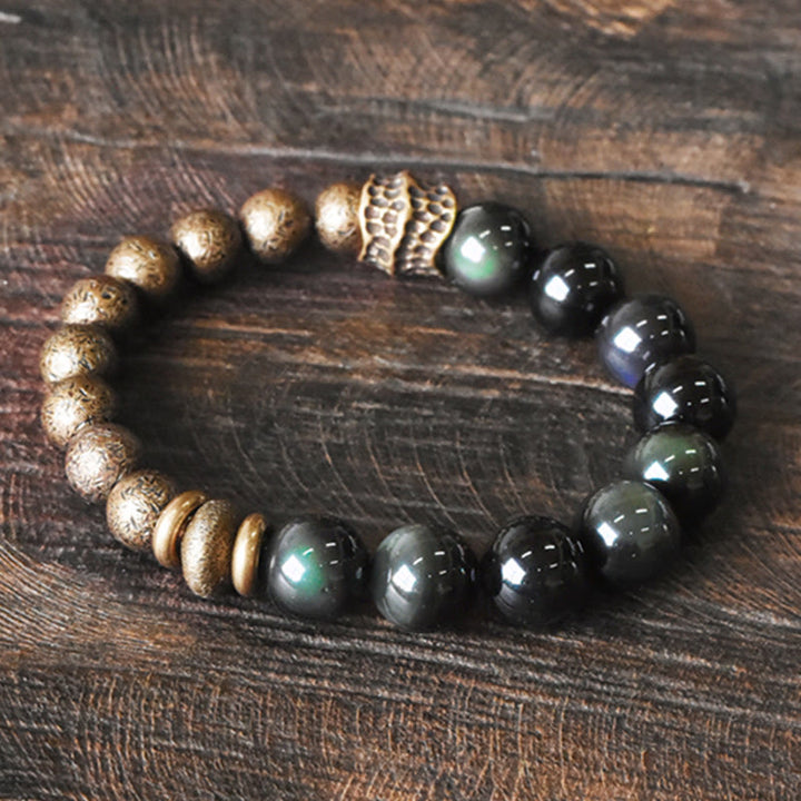Bracciale Buddha Stones Rainbow Obsidian Copper Bead Positive Transformation
