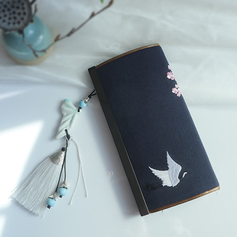 Portafoglio portasoldi grande capacità con ricamo a doppia faccia, Buddha Stones, fiori di prugna, fiori di pesco, bambù, borsa per la spesa - image 27