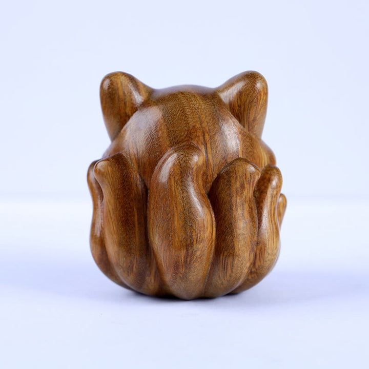 Buddha Stones Mini Volpe a nove code Avorio Frutto Sandalo Sandalo verde Decorazione di benedizione