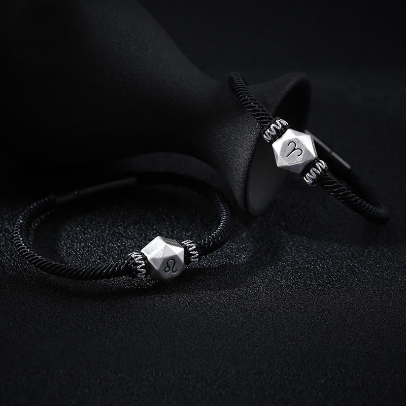 Braccialetto di corda fatto a mano con protezione delle 12 costellazioni dello zodiaco in argento sterling 999 Buddha Stones - image 1