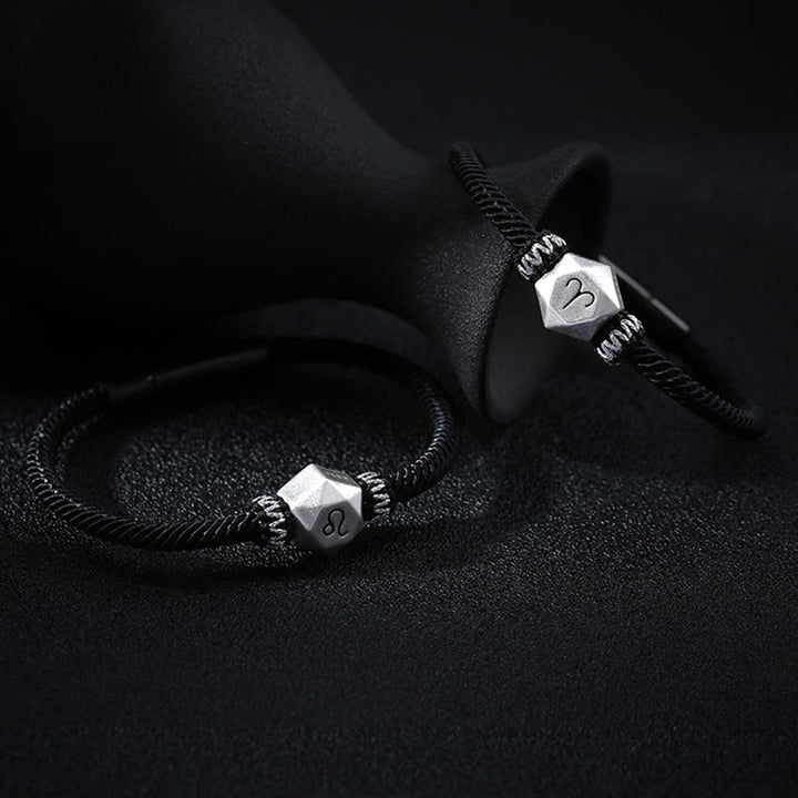 Braccialetto di corda fatto a mano con protezione delle 12 costellazioni dello zodiaco in argento sterling 999 Buddha Stones - image 1